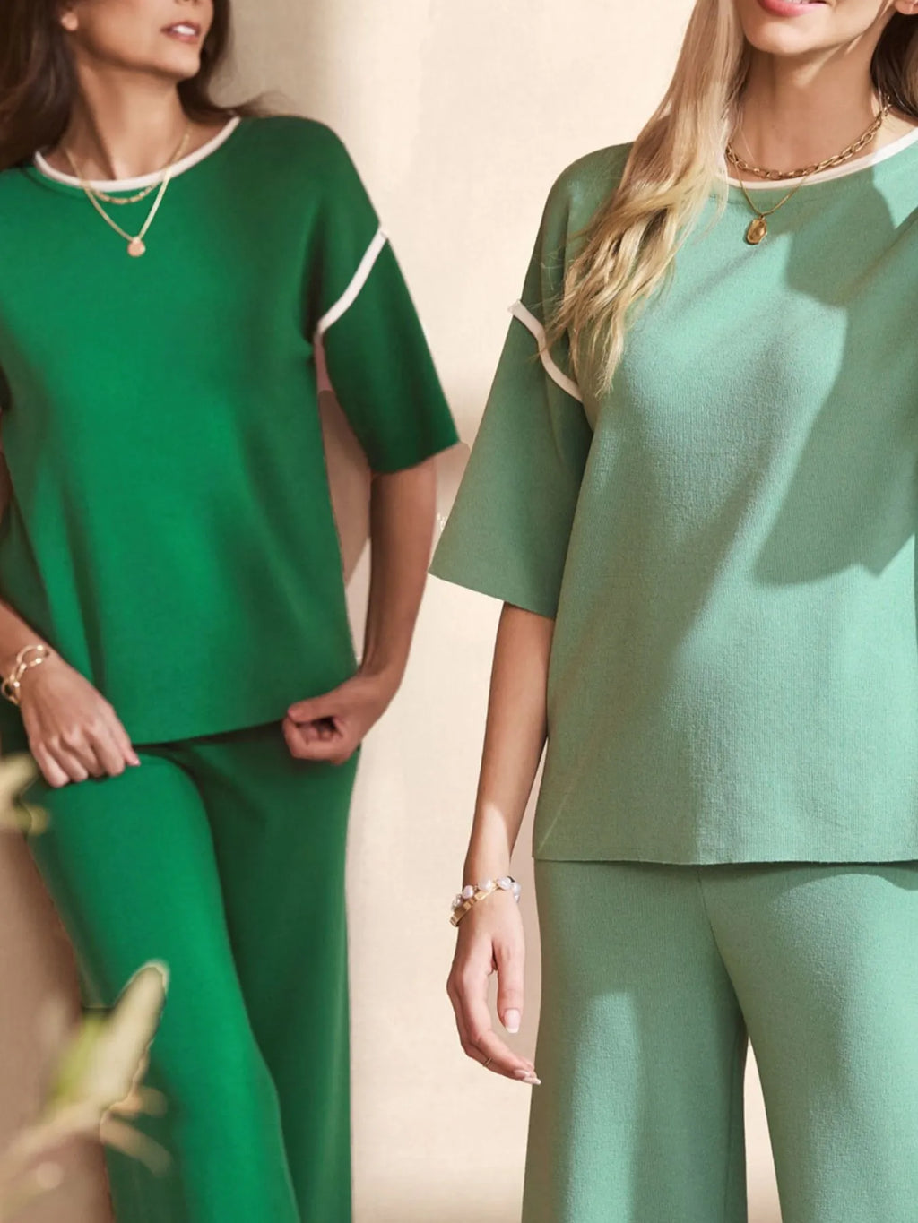 Sarah Express Women's Contrast Trim T-Shirt and Drawstring Pants Set