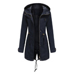 Sarah Express Women's Cotton Anorak Coat - Mid-Length Jacket with Pockets for Spring Fall