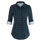 Women's Plaid Button Front Shirt Long Sleeve Casual Cardigan