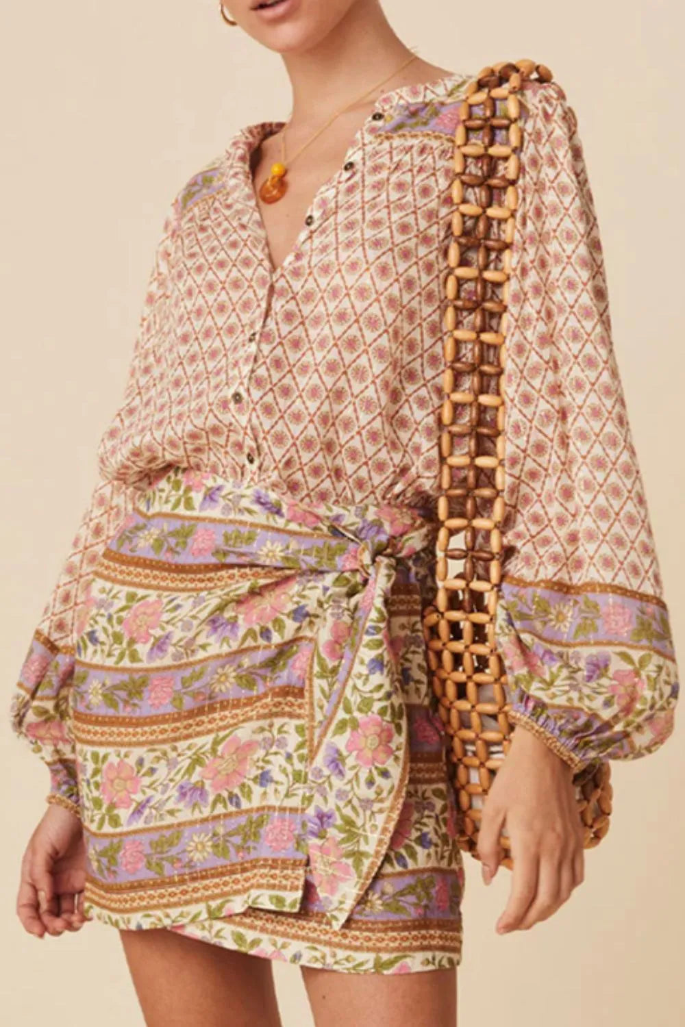 Sarah Express Women's Printed Button Down Long Sleeve Shirt Floral