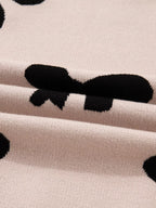 Sarah Express Women's Pearl Embellished Bow Pattern Loose Sweater