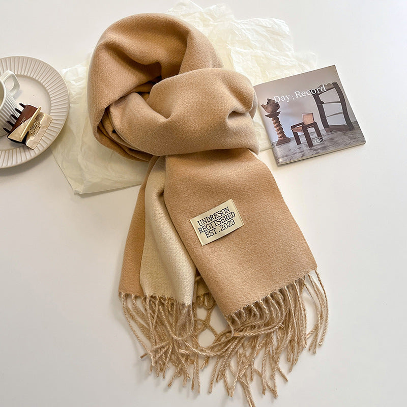 Women's Double-Sided Cashmere-Feel Scarf Winter Warm Oversized Wrap Fall Winter Casual