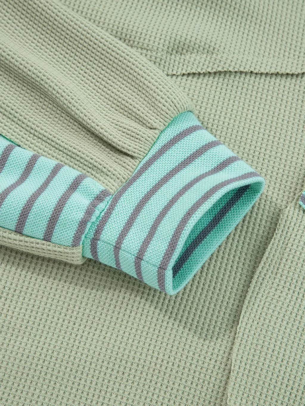 Sarah Express Women's Exposed Seam Waffle Striped Patchwork Baggy Blouse