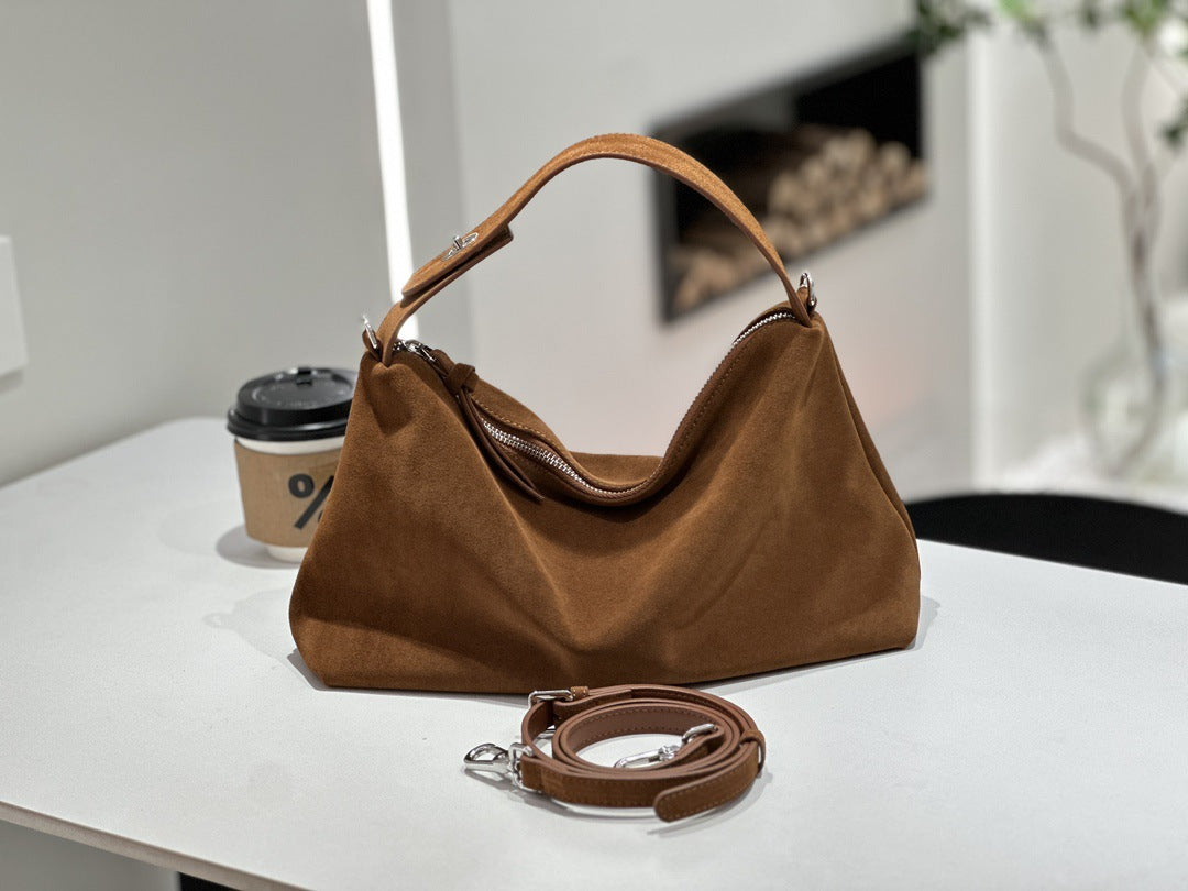 Sarah Express Genuine Leather Crossbody Tote Bag Brown Matte Leather