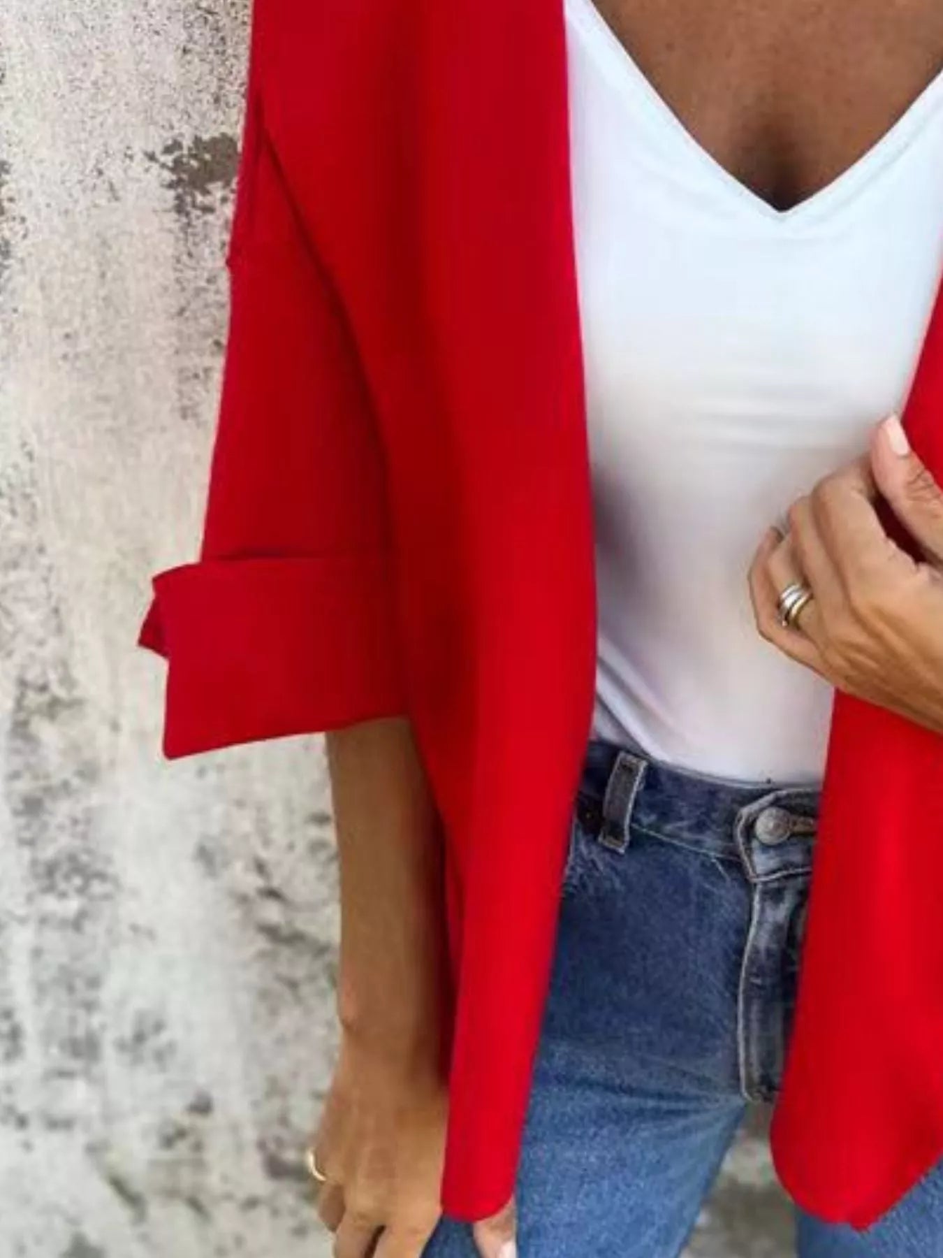 Sarah Express Women's Open Front 3/4 Sleeve Casual Cardigan Plus Size