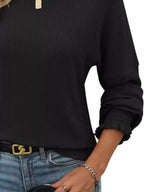 Sarah Express Women's Ribbed Knit Long Sleeve T-Shirt