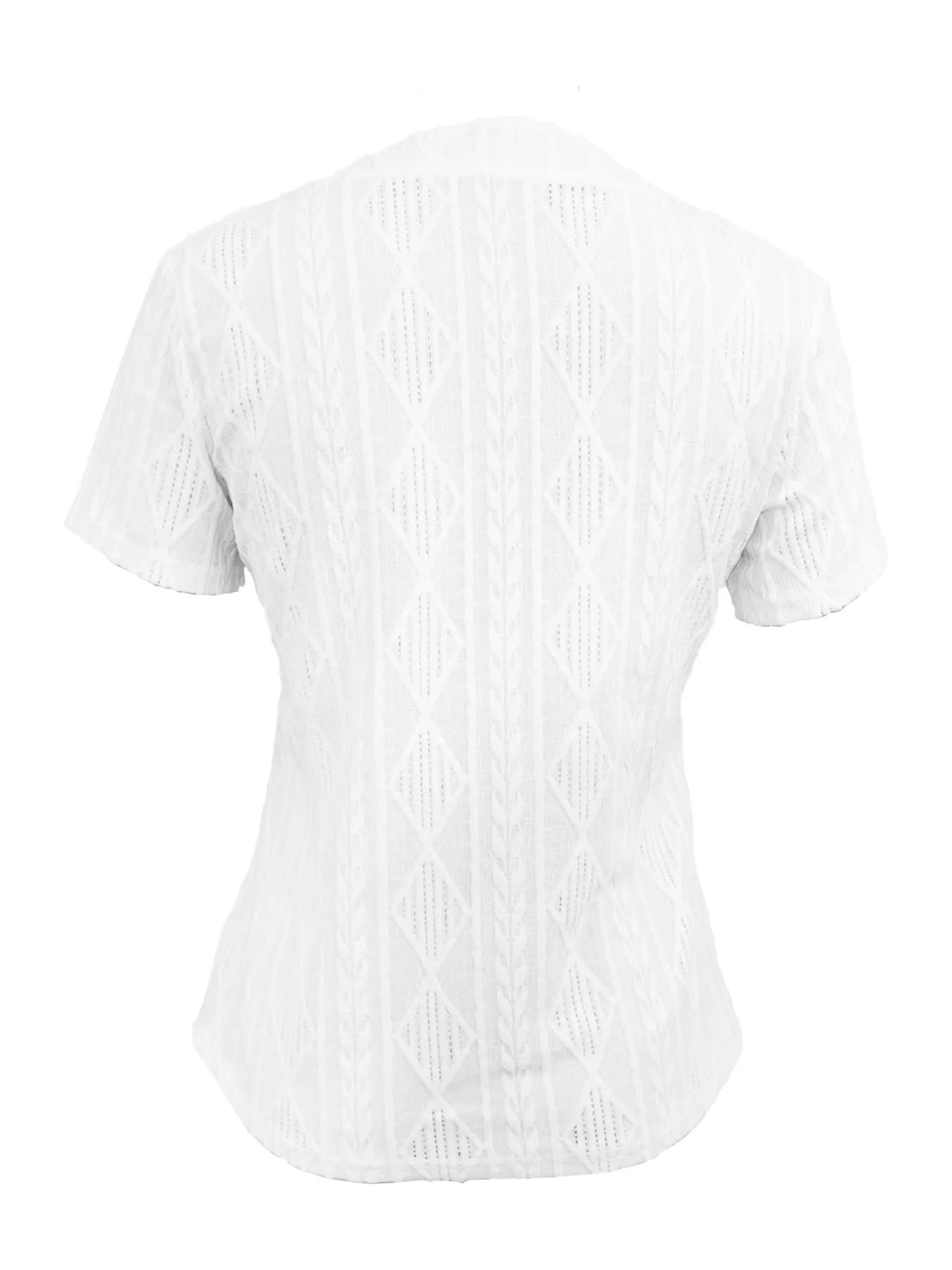 Sarah Express Women's Textured Notched Short Sleeve Blouse