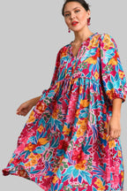 Sarah Express Women’s Plus Size Textured Notched Balloon Sleeve Blouse
