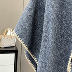 Oversized Polyester Scarf Shawl Wrap Printed Plaid Women's Fall Winter Accessory