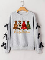 Sarah Express Women's Howdy Christmas 4 Trees Ribbon Bow Decor Sweatshirt