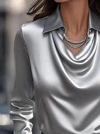 Sarah Express Women's Long Sleeve Blouse with Collar Plus Size