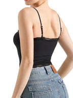 Sarah Express Women's Lace Trim Cami Top - Elegant Sleeveless Tank