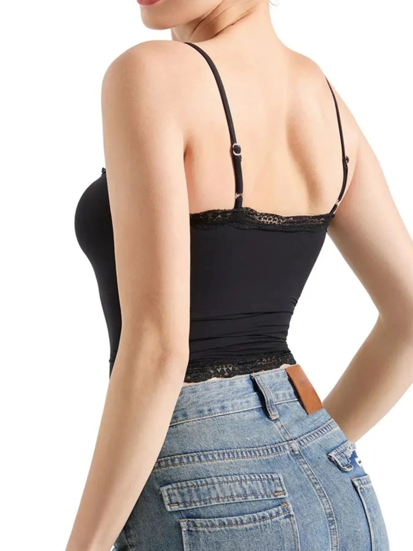 Sarah Express Women's Lace Trim Cami Top - Elegant Sleeveless Tank